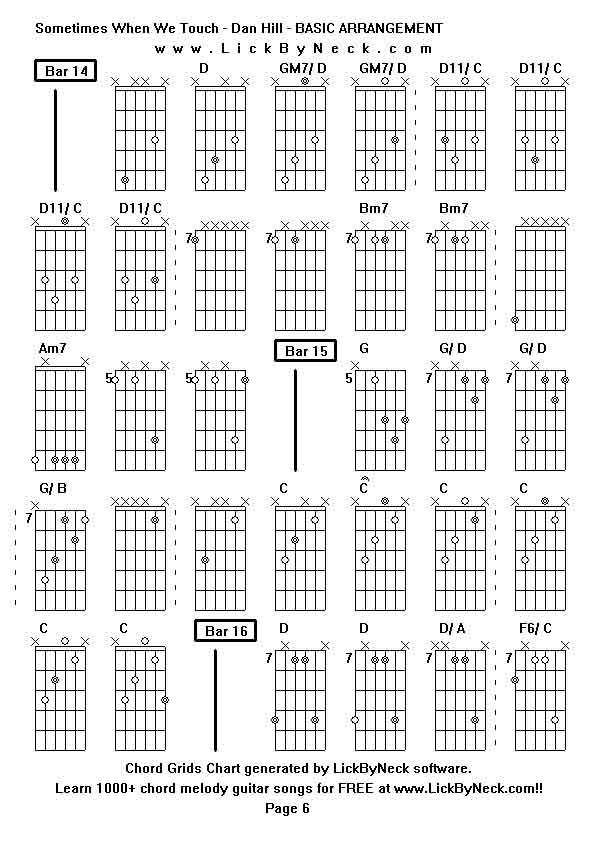 Chord Grids Chart of chord melody fingerstyle guitar song-Sometimes When We Touch - Dan Hill - BASIC ARRANGEMENT,generated by LickByNeck software.